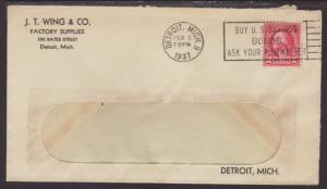 J T Wing & Co,Factry Supplies,Detroit,MI 1937 Cover