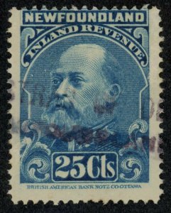 Newfoundland 1907 King Edward VII Inland Revenue NFR10a USED CV $150 (5406) 