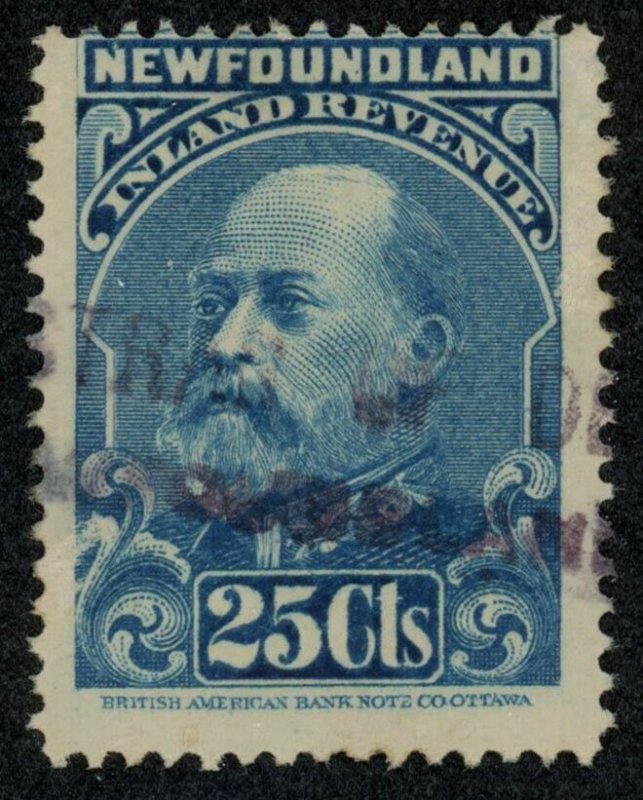 Newfoundland 1907 King Edward VII Inland Revenue NFR10a USED CV $150 (5406) 