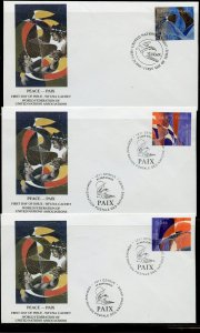 UN 1993 PEACE WFUNA CACHET BY HANS ERNI ON 12 FIRST DAY COVERS