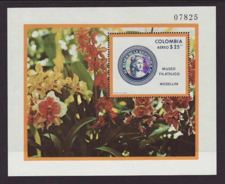 Columbia C635 Flowers Medal Souvenir Sheet MNH VF