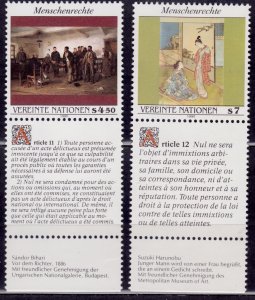 United Nations-Vienna, 1990, Universal Human Rights, MNH