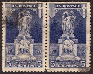 1926, US 5c, Ericsson Issue, Used pair, Sc 628