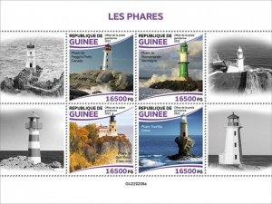 Guinea - 2022 Lighthouses, Canada, Germany, USA - 4 Stamp Sheet - GU220209a