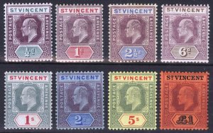 St Vincent 1904 1/2d-£1 EVII Multi CA SG 85-93 Sc 82-89 LMM/MLH Cat £350($455)