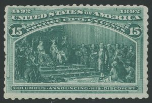 USA 238 - 15 cent Columbian - Fine Mint never hinged OG - short perfs at left