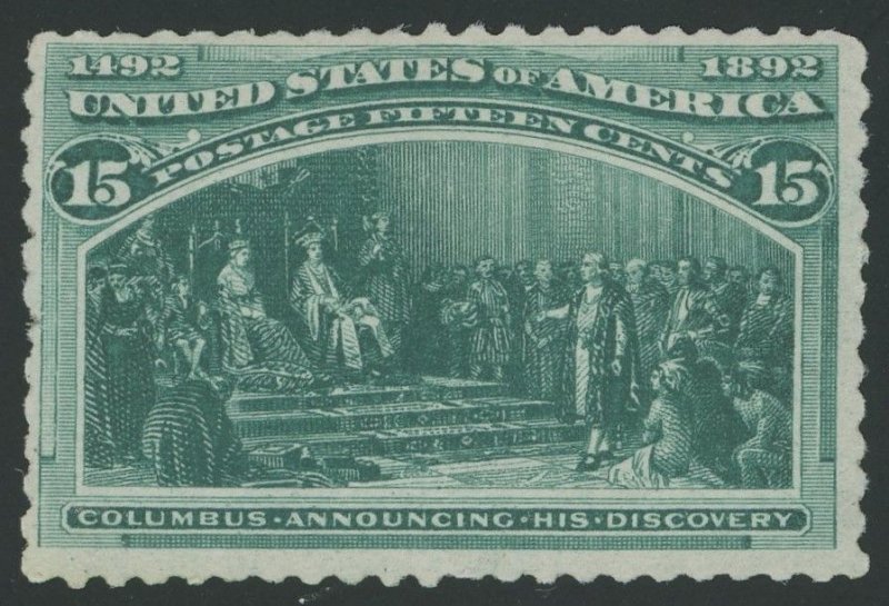 USA 238 - 15 cent Columbian - Fine Mint never hinged OG - short perfs at left