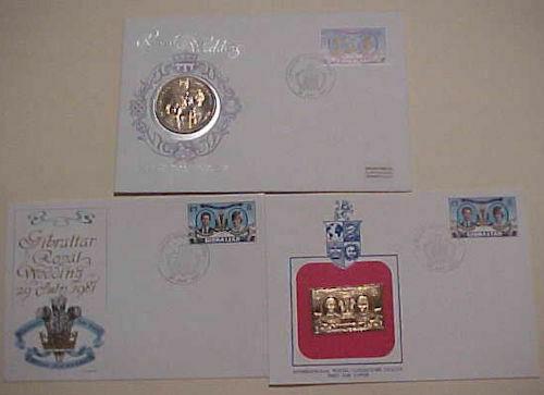 GIBRALTAR   FDC DIANA 1 CROWN COIN & GOLD FOIL TOTAL 3