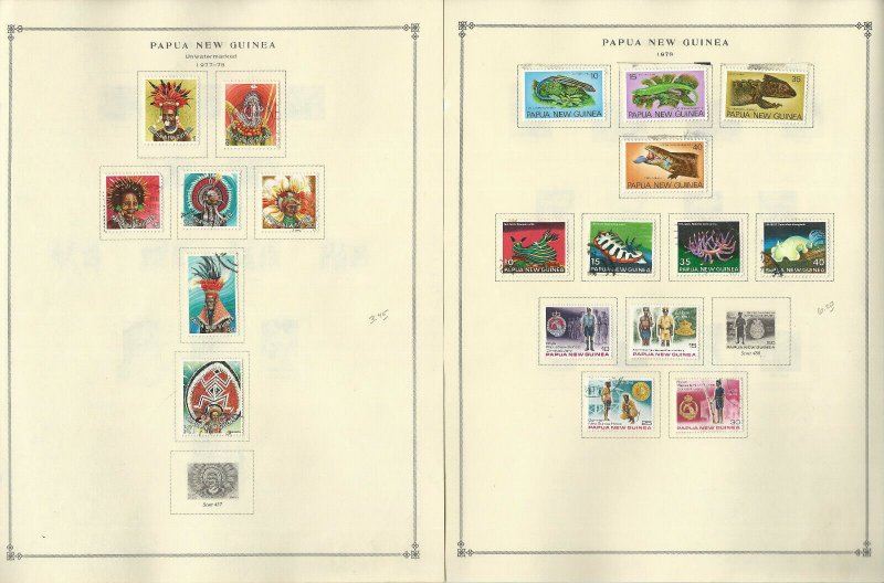 Papua New Guinea Stamp Collection 20 Scott International Pages, 1977-88, JFZ