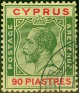 Cyprus 1924 90pi Green & Red-Yellow SG117 V.F.U