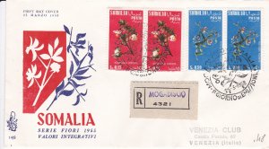 Somalia # 218 & 220,Flowers, Registerd First Day Cover