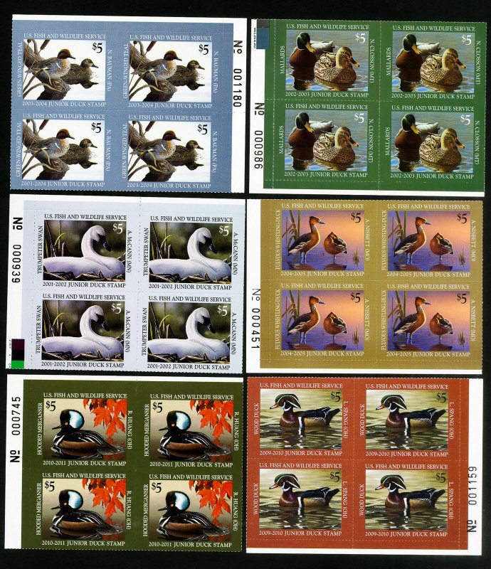 US Stamps # XF Junior Duck PB of 4 collection of 6 OG NH Scott Value $500.00