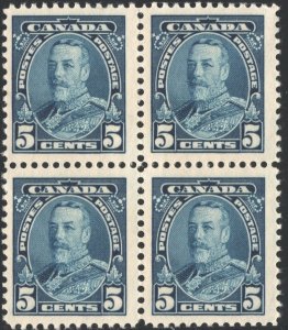 Canada SC#221 5¢ King George V Block of Four (1935) MLH*