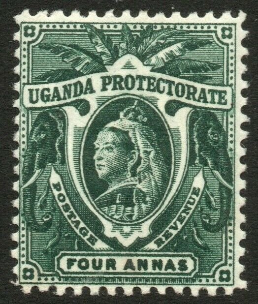 UGANDA-1898-1902 4a Deep Green Sg 88 LIGHTLY MOUNTED MINT V41904