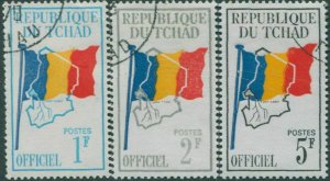 Chad official 1966 SGO148-O150 Flag and Map FU