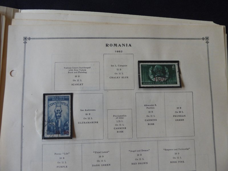 Romania 1949-1955 Stamp Collection many on Scott Intl Album Pages