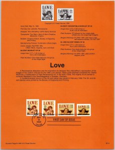 USPS SOUVENIR PAGE CUPID LOVE STAMP SERIES (4 DIFFERENT DESIGNS) 1995