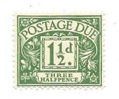 J36  /SG D37 - Postage Due - 1 1/2d green