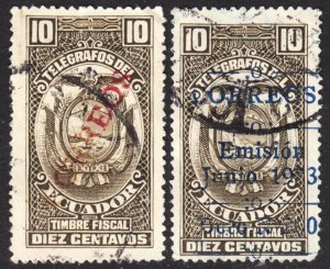 Ecuador Scott 317-18 complete set F to VF used. Lot #A.  FREE...