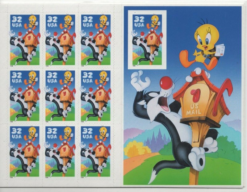 Scott 3205 - Sylvester & Tweety. Sheet Of 10. MNH. OG. Imperf   #02 3205sh10