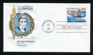 US 2500 Olympians - Helene Madison UA Farnam cachet FDC