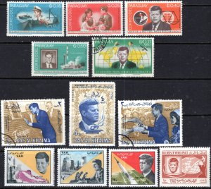 Cinderella's  #17 - JF Kennedy & Space Program MNH / Used CTO Stamps (12)