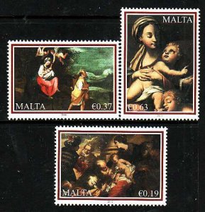 Malta-Sc#1422-4- id12-unused NH set-Christmas-Paintings-2010-