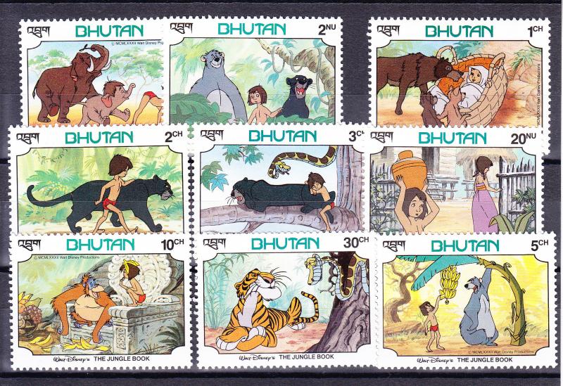 Bhutan 1982 Jungle Book complete Stamps + Sheets VF/NH(**)