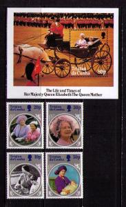 TRISTAN DA CUNHA Sc# 372 - 376 MNH FVF SS+Set4 Queen Mother