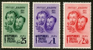 Italian Socialist Republic Scott 32-34 Unused HOG - Bandiera Brothers -SCV $0.75