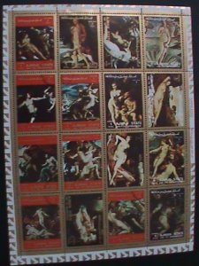 ​AJMAN- WORLD FAMOUS NUDE ARTS PAINTING-2 COMPLETE SETS LARGE SHEET -FANCY CANCL