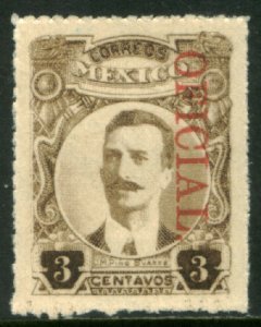 MEXICO O157, 3¢ OFFICIAL. UNUSED, NG. F.