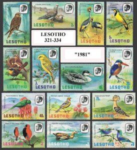 Lesotho 321-334 inscribed 1981, MNH. Mi 330X-343X. Birds. Kestrel, Pigeons,Crane