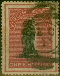 Virgin Islands 1868 1s Black & Rose-Carmine SG21b Fine Used 'Cancelled on Arr...