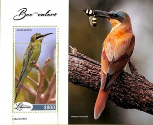 A9026 - LIBERIA - MISPERF ERROR Stamp Sheet - 2022 - Birds, Bee-eaters-