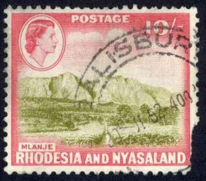 Rhodesia & Nyasaland Sc# 170 CULL 1959-1963 10sh Mlanje Mountain