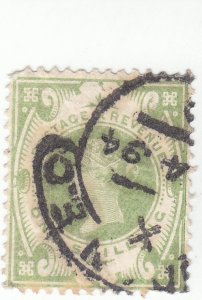 Scott # 122 - 1 shilling Green - Queen Victoria - Used - Wmk 30- SCV $72.50