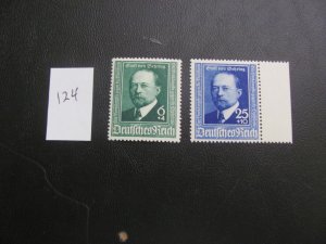 Germany 1940 MNH SC B186-B187 SET   XF 15 EUROS (124)