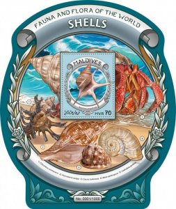 MALDIVES - 2016 - Shells - Perf Souv Sheet - Mint Never Hinged