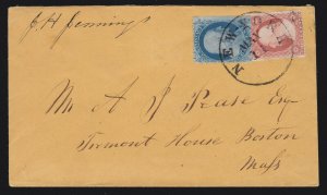 US 18 & 26 on Cover Carrier Rate NY to Boston: As Carrier Very Scarce! SCV $700