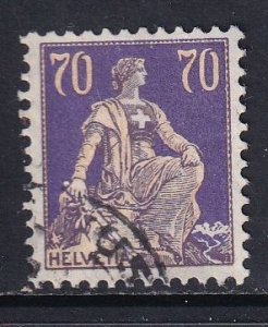 Switzerland #142  used 1924 sitting Helvetia 70c violet and buff