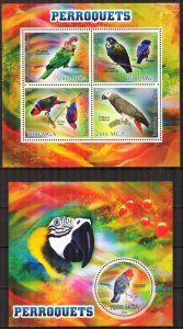 Madagascar 2014 Birds Parrots I Sheet + S/S MNH