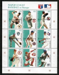 St. Vincent 1989 MLB Baseball - Babe Ruth - Sheet of 9 SPECIMEN OVPT Stamps MNH