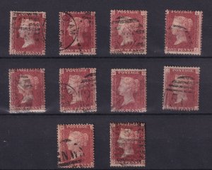 GB QV 1864 1d Red Collection SG43/44 Plates 195/204 Fine Used BP16209