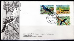 Brazil 1978 Brazilian Canary-Birds Set (3) FDC   Sc #1557/1559