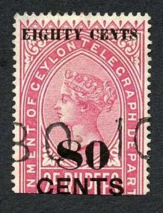 Ceylon Telegraph SGT117 80c on 25r Carmine only 2400 printed Cat 15 pounds