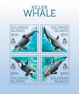 SOLOMON ISLANDS 2013 SHEET KILLER WHALES MARINE LIFE slm13708a