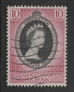 MALAYA Perak Scott 126 QE2 Coronation stamp