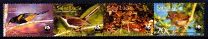 St. Lucia 2001 Birds - WWF Complete Mint MNH Set Strip SC 1135a