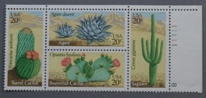 United States #1945a (1942-1945) Block Four Cacti Plate Number MNH